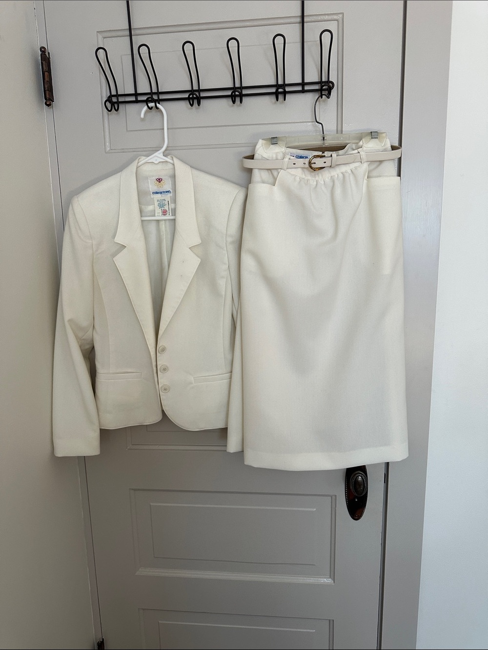 Vintage 1970s Two Piece Suit by College Town - Cream/Ivory